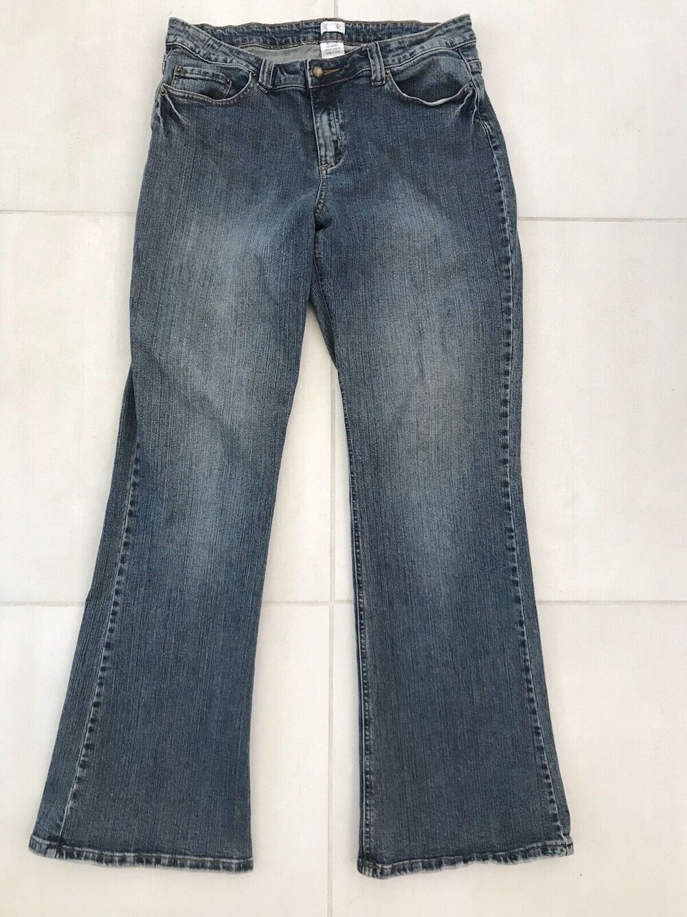 Cache Vintage Denim Jeans Straight Leg Mid Rise Studded Stretch Blue